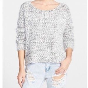 Astr Gray Marled Knit Scoop Neck Pullover Sweater